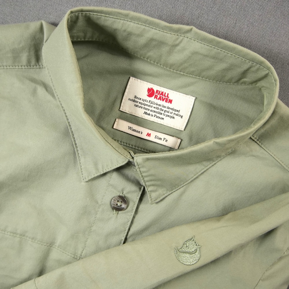 Fjallraven High Coast Stretch Sage Green Womens Hiking Camping Work Shirt M